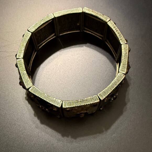 Vintage Art Deco Style Enamel Rhinestone Panel Bracelet - Picture 8 of 8